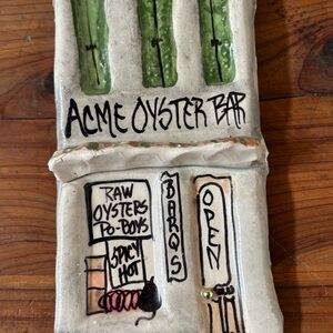 ACME Oyster Bar Ceramic Art - Green and White